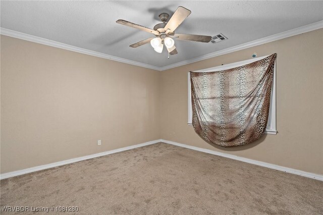 2128 N 53rd St, Fort Smith, AR 72904 - empty room with carpet, a ceiling fan, ornamental molding, and baseboards