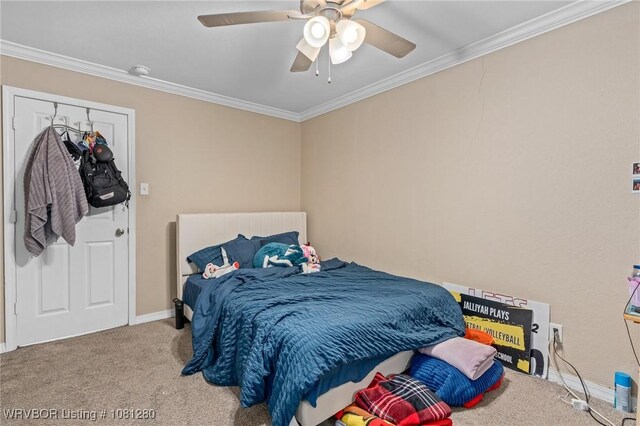 2128 N 53rd St, Fort Smith, AR 72904 - carpeted bedroom featuring crown molding, baseboards, and a ceiling fan