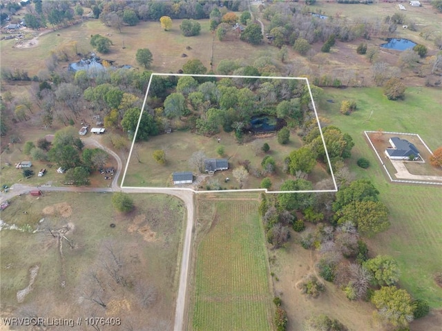 aerial view featuring a rural view