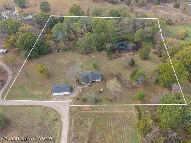 aerial view featuring a rural view