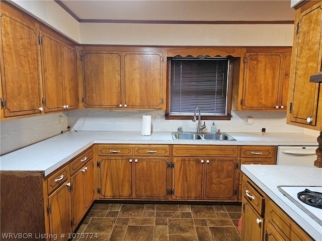 kitchen with white appliances and sink