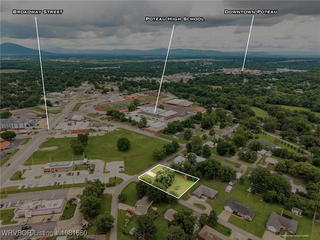 103 Bowlin Dr, Poteau, OK 74953 - aerial view of property and surrounding area featuring property boundaries highlighted