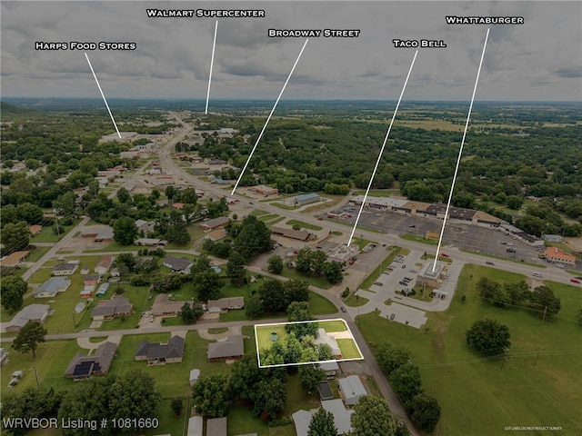 103 Bowlin Dr, Poteau, OK 74953 - aerial view of property's location with property parcel outlined and a forest