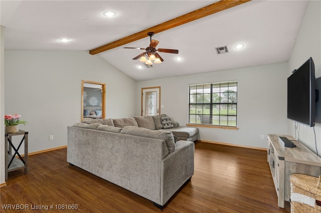 103 Bowlin Dr, Poteau, OK 74953 - living room with a ceiling fan, dark wood finished floors, and recessed lighting