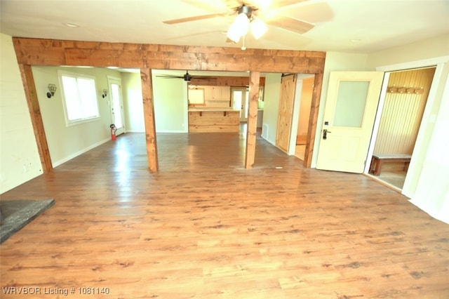 98926 S 4610th Rd, Marble City, OK 74945 - spare room with a ceiling fan and wood finished floors