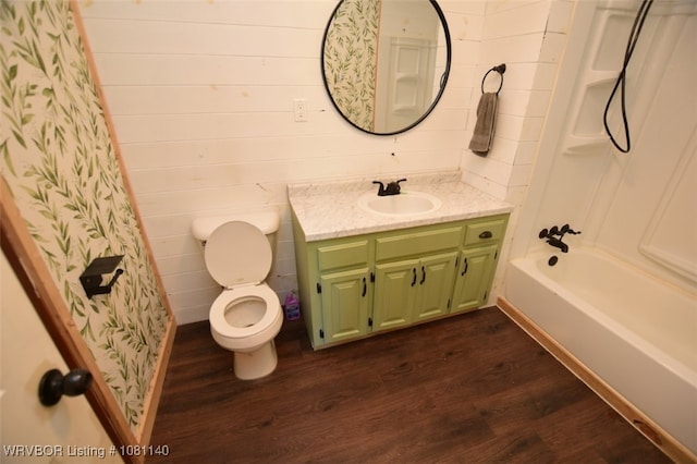 98926 S 4610th Rd, Marble City, OK 74945 - full bathroom with wood finished floors, vanity, toilet, and shower / tub combo with curtain
