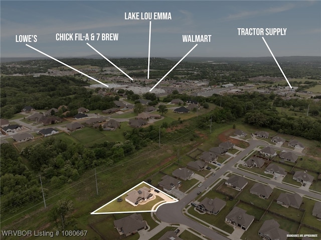 bird's eye view with a residential view