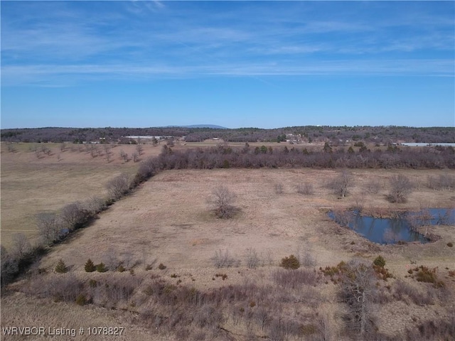 drone / aerial view with a water view and a rural view