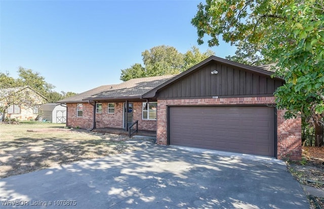 single story home featuring a garage