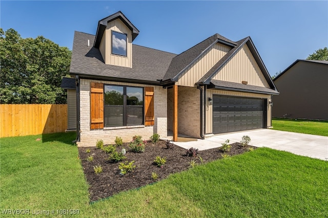 9005 Carson Way, Fort Smith, AR 72908 - view of front facade featuring a garage, brick siding, concrete driveway, board and batten siding, and roof with shingles