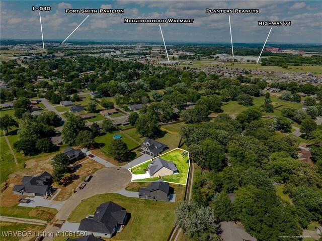 9005 Carson Way, Fort Smith, AR 72908 - aerial view of property's location with nearby suburban area and property parcel outlined