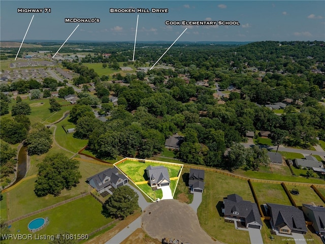9005 Carson Way, Fort Smith, AR 72908 - aerial view of residential area with property boundaries highlighted and a forest