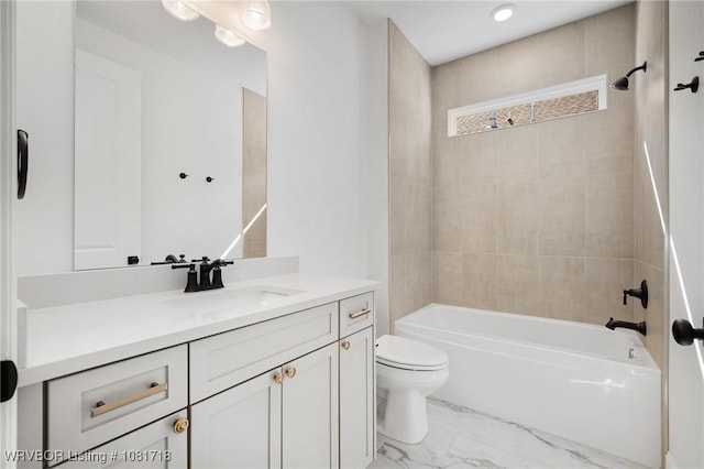 7627 Woodbine Ln, Fort Smith, AR 72916 - bathroom featuring vanity, tub / shower combination, and marble look tile flooring