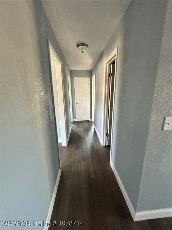 hallway with dark hardwood / wood-style floors