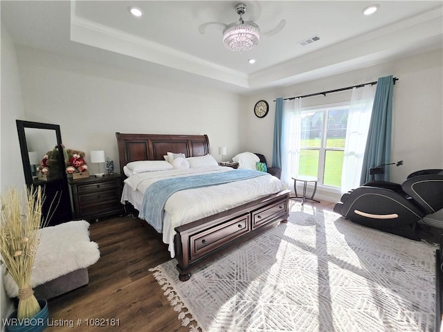 6800 Providence Way, Fort Smith, AR 72916 - bedroom with a raised ceiling, wood finished floors, recessed lighting, and crown molding