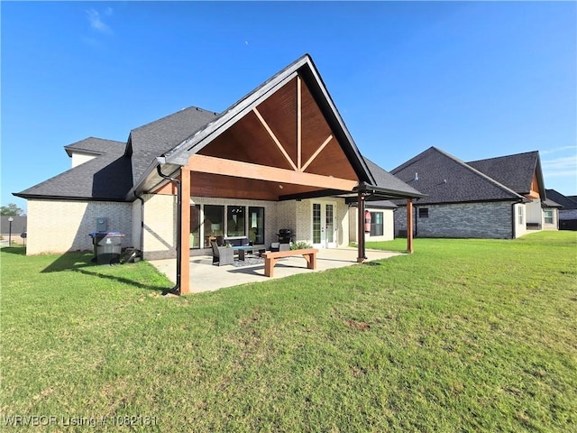 6800 Providence Way, Fort Smith, AR 72916 - back of property with a patio area, a yard, a shingled roof, and brick siding