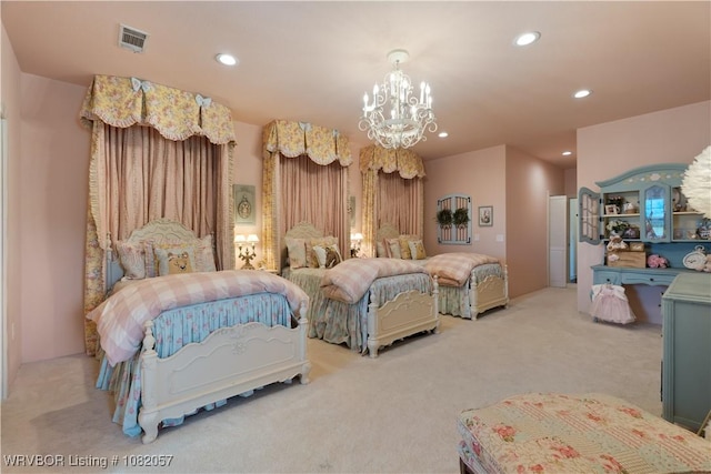 4504 Ridge Rd, Alma, AR 72921 - bedroom with carpet, a chandelier, and recessed lighting