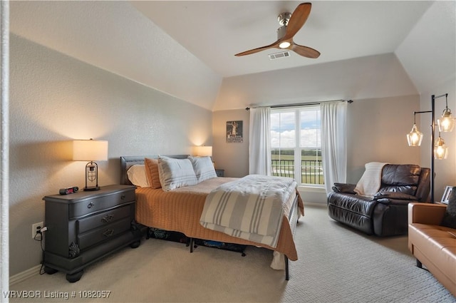 4504 Ridge Rd, Alma, AR 72921 - bedroom with lofted ceiling, carpet floors, and ceiling fan
