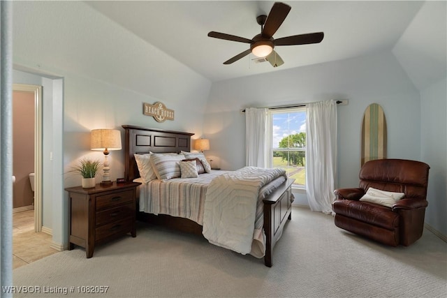 4504 Ridge Rd, Alma, AR 72921 - bedroom featuring lofted ceiling, ceiling fan, and light colored carpet