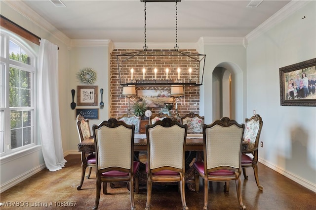 4504 Ridge Rd, Alma, AR 72921 - dining area featuring ornamental molding and arched walkways