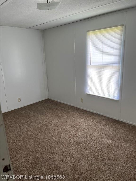 carpeted spare room with plenty of natural light and a textured ceiling