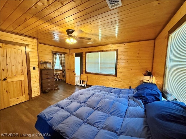 12878 128th St, Gore, OK 74435 - bedroom featuring wooden ceiling, wood walls, and wood finished floors