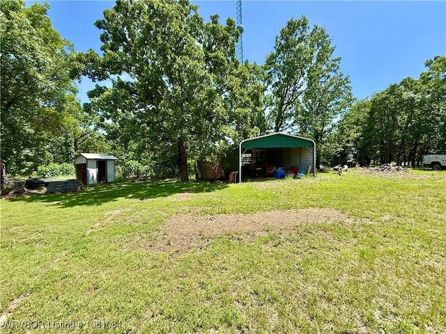 12878 128th St, Gore, OK 74435 - view of grassy yard featuring a detached carport