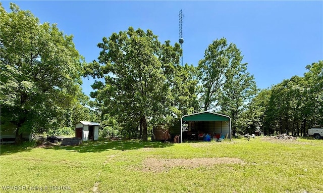 12878 128th St, Gore, OK 74435 - view of green lawn featuring a carport