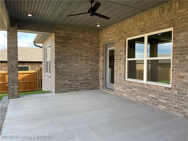 view of patio / terrace featuring ceiling fan