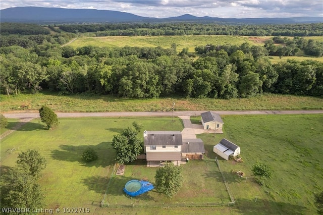 aerial view with a mountain view