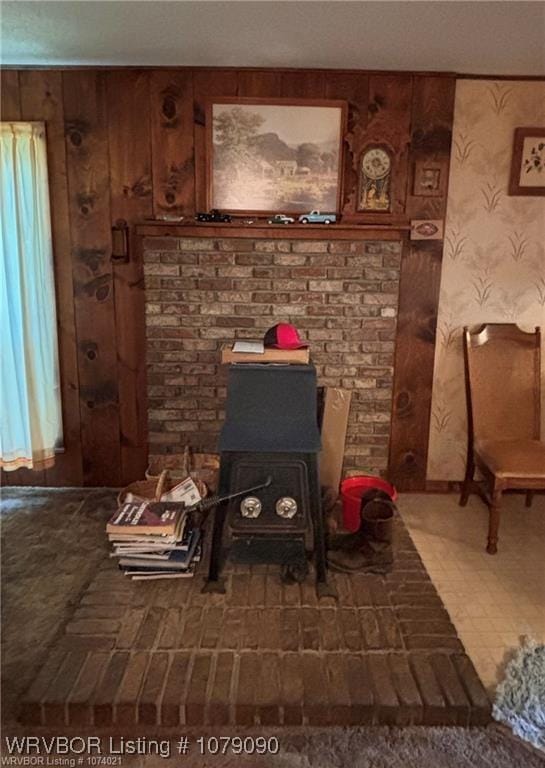 5525 Slaytonville Rd, Hackett, AR 72937 - interior details featuring a wood stove