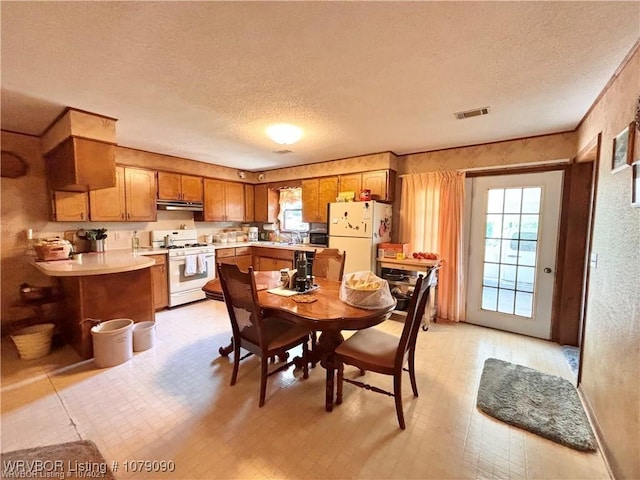 5525 Slaytonville Rd, Hackett, AR 72937 - dining space with light floors, visible vents, and a textured ceiling
