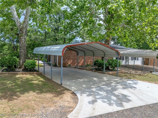 view of car parking featuring a detached carport