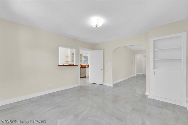 2105 S R St, Fort Smith, AR 72901 - kitchen with white range with gas stovetop, a sink, decorative backsplash, dishwasher, and dark countertops