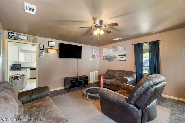 603 Oklahoma Ave, Poteau, OK 74953 - living room with ceiling fan and baseboards
