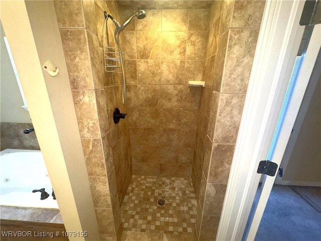 bathroom with a shower stall