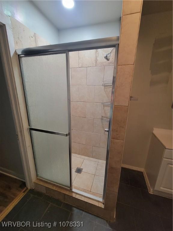 bathroom featuring walk in shower