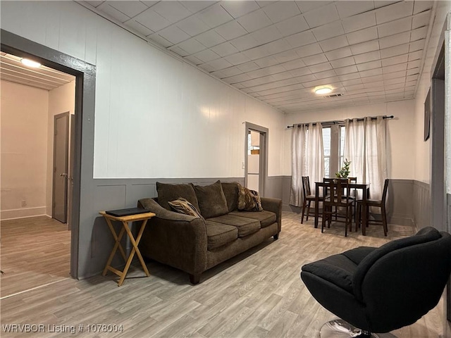 living room with light wood-type flooring