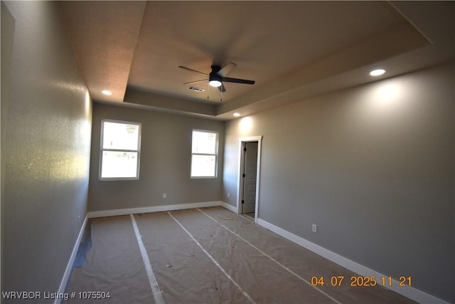 unfurnished bedroom with recessed lighting and baseboards