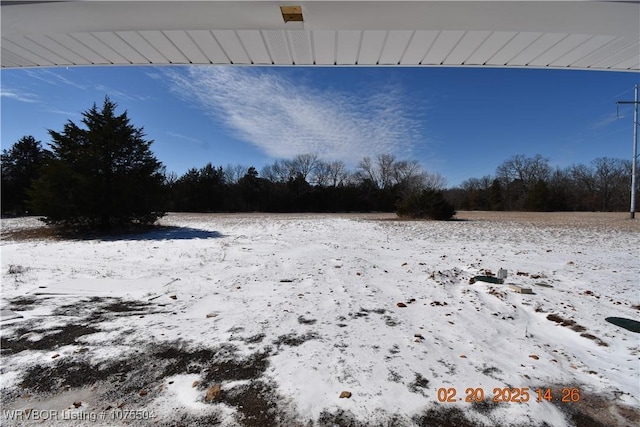 view of yard layered in snow