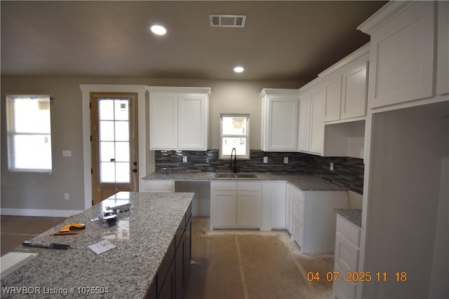 entrance foyer featuring a tray ceiling and visible vents