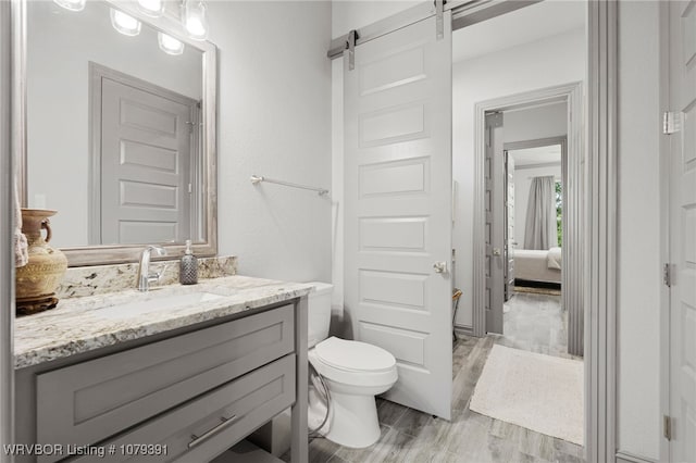 ensuite bathroom featuring toilet, ensuite bath, and vanity