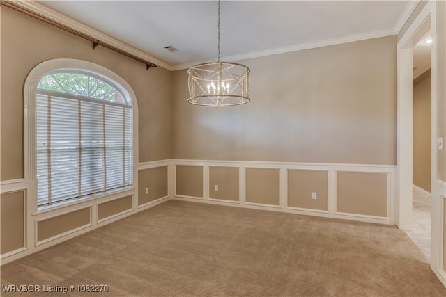 2112 Rannoch Trce, Fort Smith, AR 72908 - carpeted spare room with crown molding, a chandelier, and a decorative wall