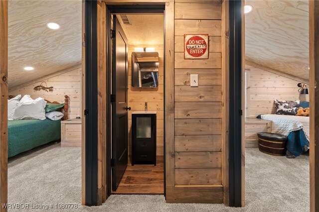 465 Boyd Dr, New Blaine, AR 72851 - relaxing sauna / steam room featuring carpet, wooden walls, and recessed lighting