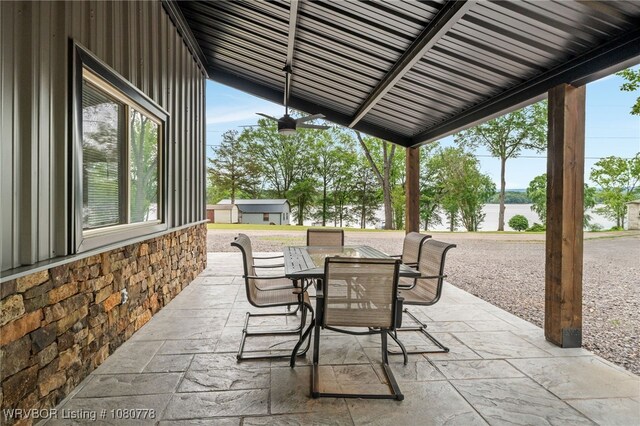 465 Boyd Dr, New Blaine, AR 72851 - view of patio with a water view and outdoor dining area