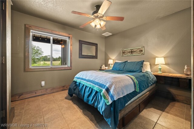 465 Boyd Dr, New Blaine, AR 72851 - bedroom featuring baseboards, a ceiling fan, and a textured ceiling