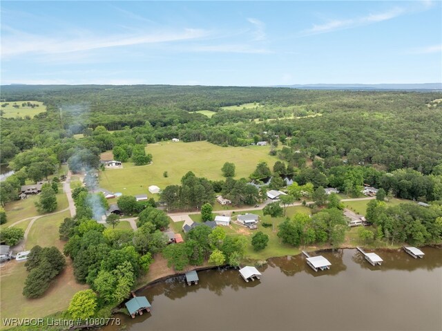 465 Boyd Dr, New Blaine, AR 72851 - aerial view of a heavily wooded area and a nearby body of water