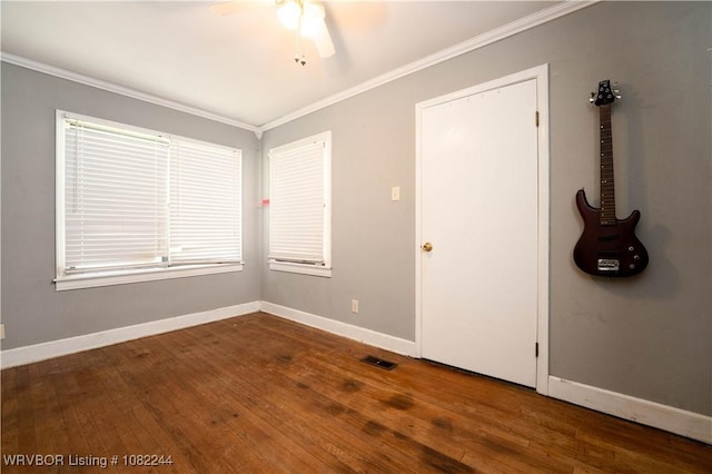 4300 Tilles Ave, Fort Smith, AR 72903 - unfurnished room with crown molding, ceiling fan, and wood-type flooring
