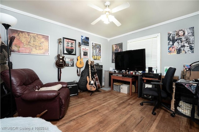 4300 Tilles Ave, Fort Smith, AR 72903 - office space featuring wood finished floors, crown molding, and ceiling fan