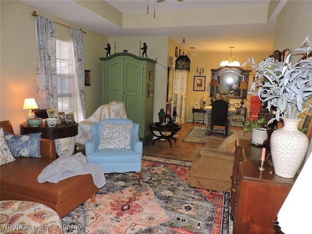 2016-2018 S V St, Fort Smith, AR 72901 - living area featuring a chandelier and a tray ceiling
